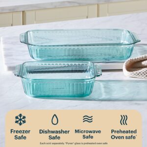 Pyrex® Sculpted Tinted Glass 8" Square Baking Dish, Aqua - Image 4