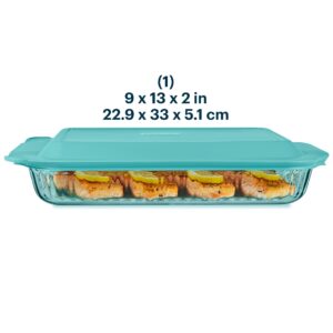 Alternative view of Pyrex® Sculpted Tinted Glass 3QT Oblong Baking Dish with Lid, Aqua