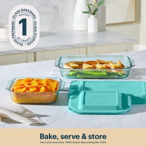 Pyrex® Sculpted Tinted Glass 3QT Oblong Baking Dish with Lid, Aqua - Image 3