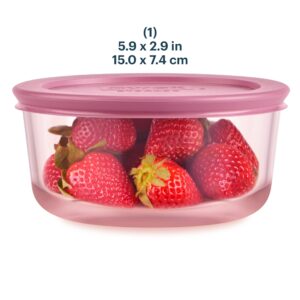 Alternative view of Pyrex® Simply Store® Tinted Glass 4-cup Round Storage Container with Lid, Pink