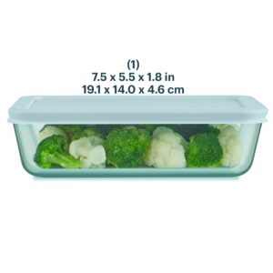 Alternative view of Pyrex® Simply Store® Tinted Glass 6-cup Rectangle Storage Container with Lid, Aqua