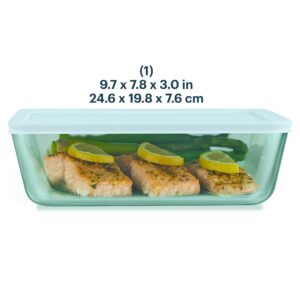 Alternative view of Pyrex® Simply Store® Tinted Glass 11-cup Rectangle Storage Container with Lid, Aqua