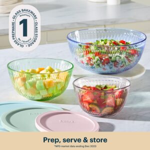 Alternative view of Pyrex® Sculpted Tinted Glass Mixing Bowls with Lids, 6-pc Set, Mixed Colors