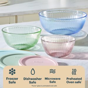 Pyrex® Sculpted Tinted Glass Mixing Bowls with Lids, 6-pc Set, Mixed Colors - Image 4