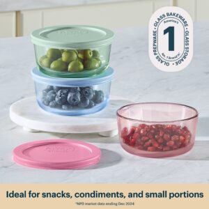 Alternative view of Pyrex® Simply Store® Tinted Glass 2-cup Round Storage Containers, 6-pc Set, Mixed Colors
