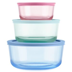 Pyrex® Simply Store® Tinted Glass Round Storage Containers, 6-pc Set, Mixed Colors