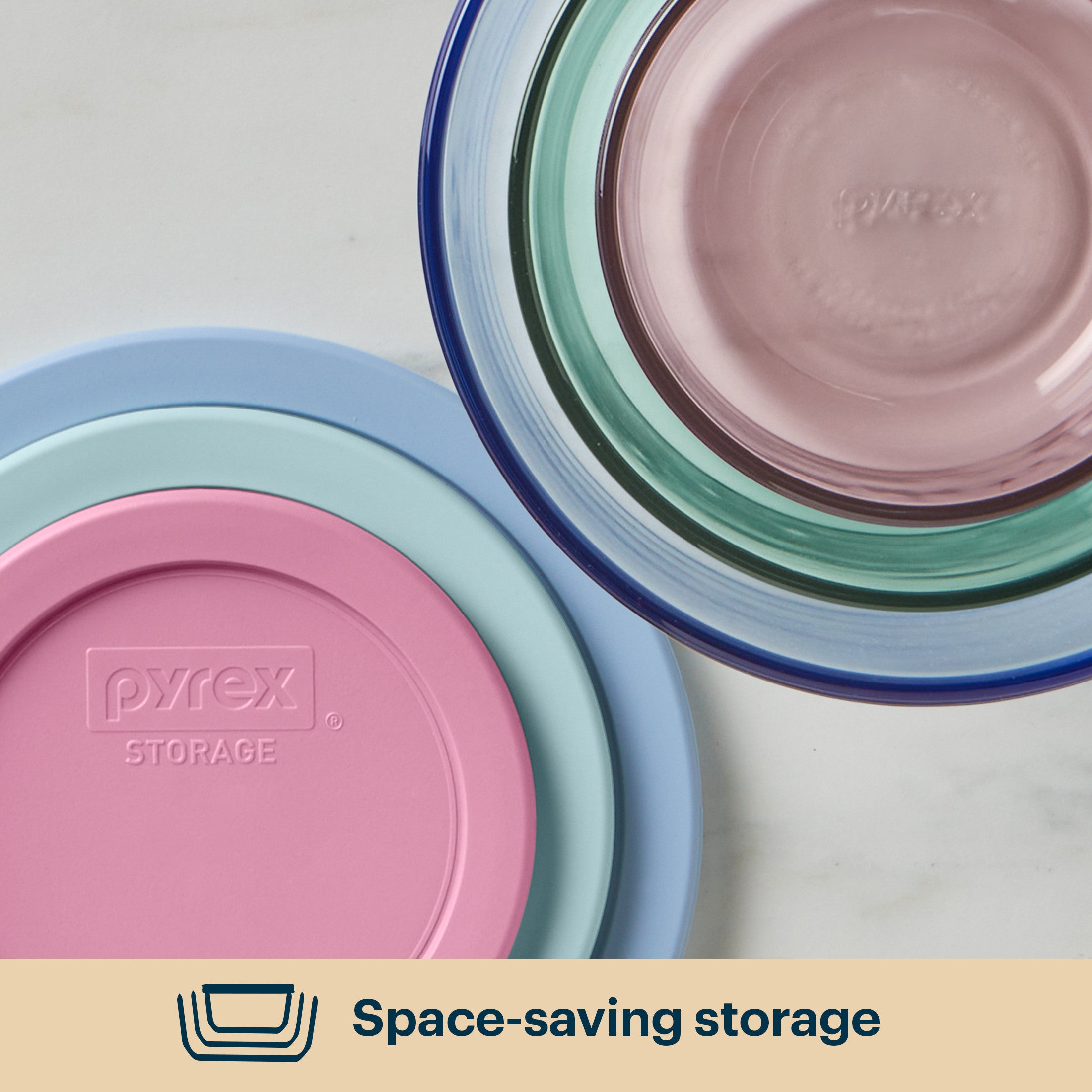 Pyrex® Simply Store® Tinted Glass Round Storage Containers, 6-pc Set, Mixed Colors - Image 5