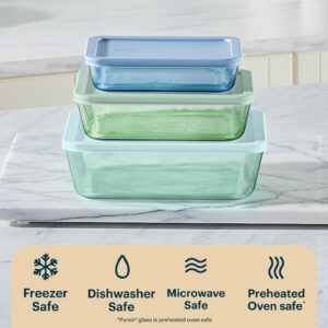 Pyrex® Simply Store® Tinted Glass Rectangle Storage Containers, 6-pc Set, Mixed Colors - Image 4