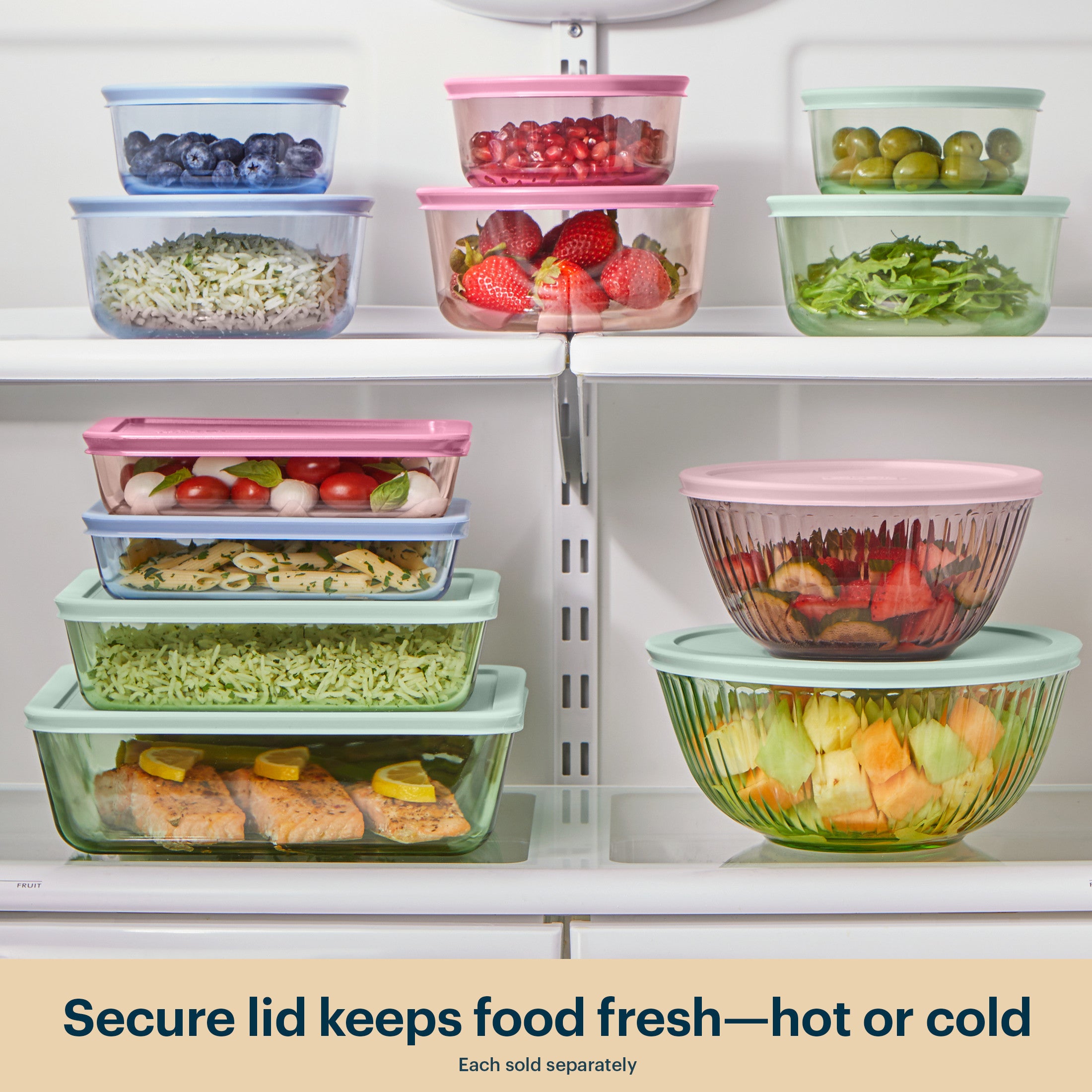 Pyrex® Simply Store® Tinted Glass Round Storage Containers, 10-pc Set, Mixed Colors - Image 6