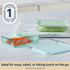 Alternative view of Pyrex® Simply Store® Tinted Glass 3-cup Rectangle Storage Containers, 4-pc Set, Mixed Colors