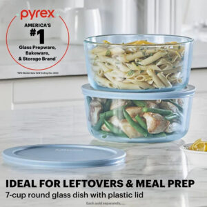 Alternative view of Pyrex® Simply Store® Tinted 7-cup Round Storage with Blue Plastic Lid