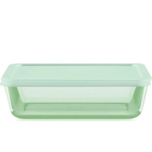 Pyrex® Simply Store® Tinted 6-cup Rectangle Storage with Green Plastic Lid