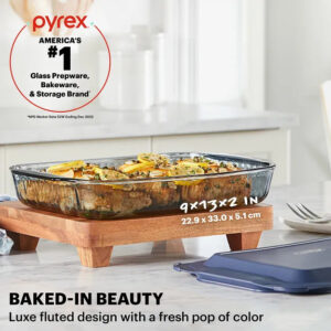 Alternative view of Pyrex® Colors Sculpted Tinted 9" x 13" Baking Dish with Plastic Lid, Smoke