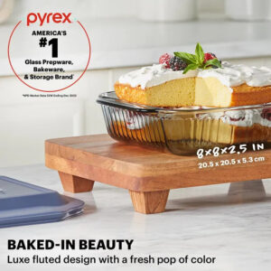 Alternative view of Pyrex® Colors Sculpted Tinted 8" Square Baking Dish with Plastic Lid, Smoke
