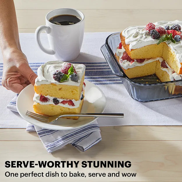 Pyrex® Colors Sculpted Tinted 8" Square Baking Dish with Plastic Lid, Smoke - Image 3