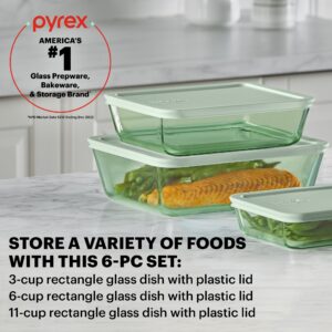 Alternative view of Pyrex® Simply Store® Tinted 6-piece Rectangle Storage Set with Plastic Lids, Green