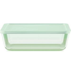 Pyrex® Simply Store® Tinted 11-cup Rectangle Storage with Green Plastic Lid