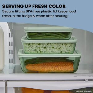 Pyrex® Simply Store® Tinted 4-piece Rectangle Storage Set with Green Plastic Lids - Image 4