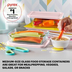 Alternative view of Pyrex® Simply Store® 4-piece 3-cup Rectangle Glass Storage Set with Pink Lids
