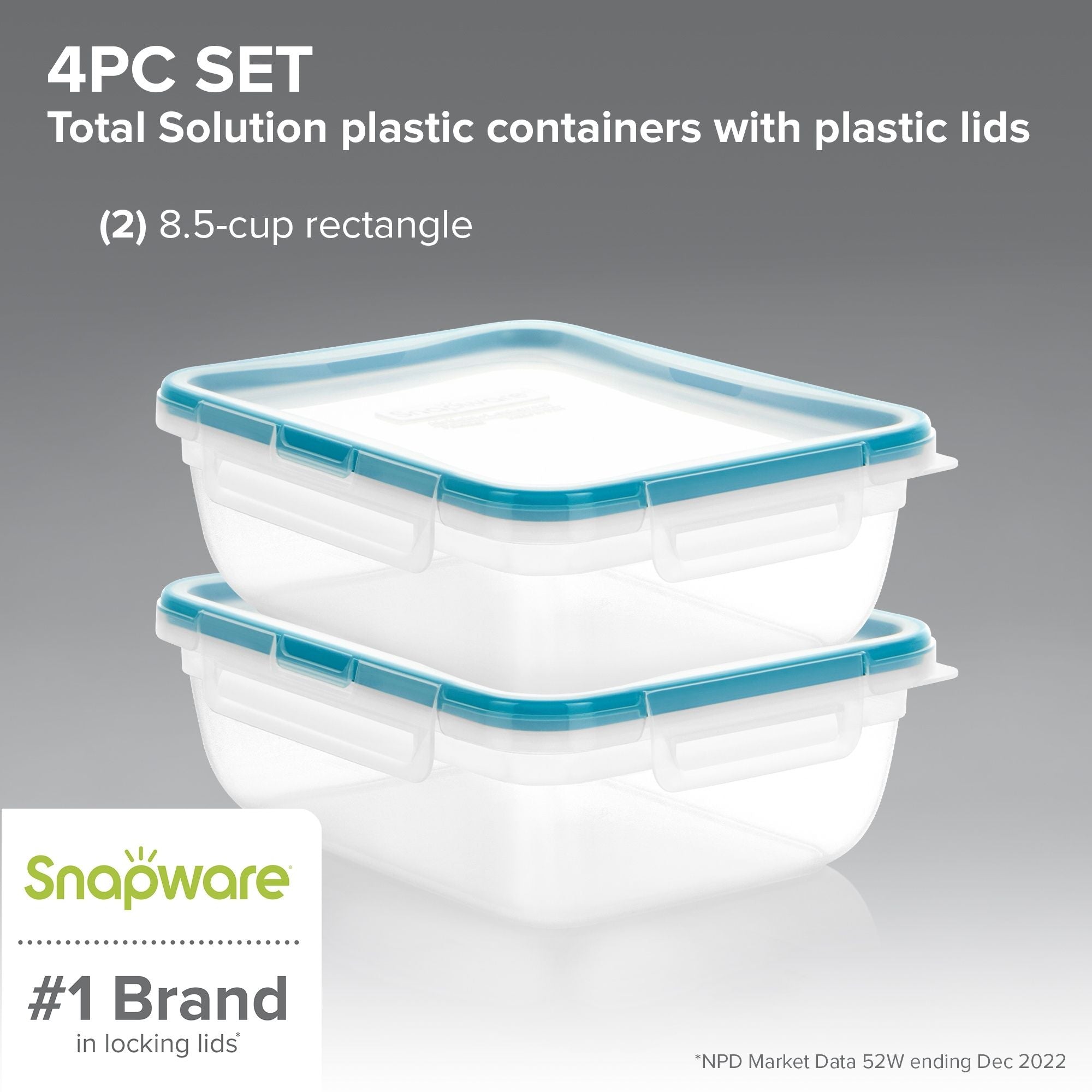 Snapware® Total Solution® 8.5-cup Rectangular Plastic Containers 4-pc Set with Lids - Image 2