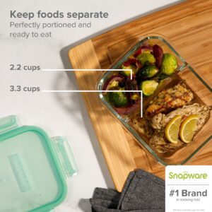 Alternative view of Snapware® MealBox™ 5.8-cup Divided Glass Food Storage Container with Blue Lid