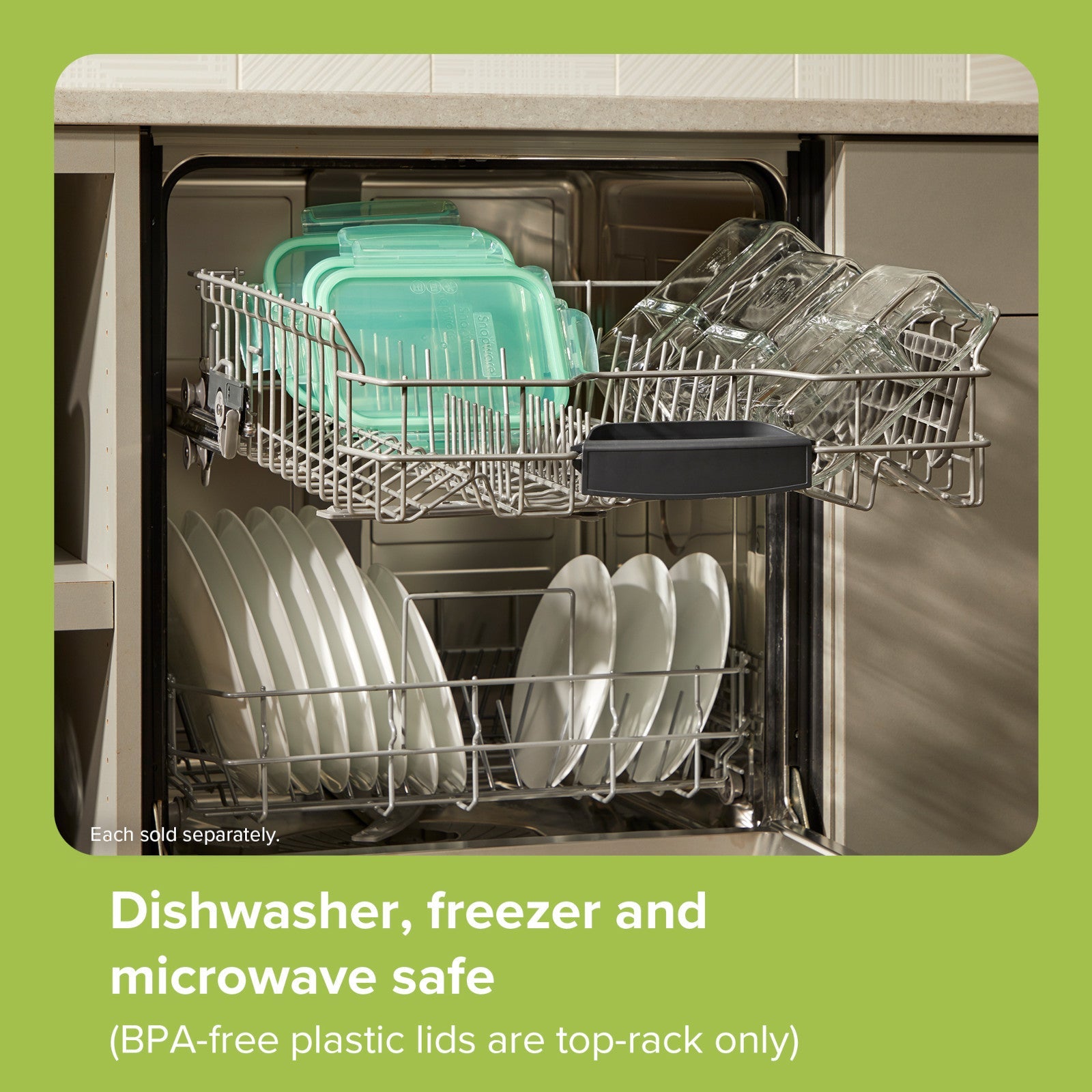 Snapware® MealBox™ 5.8-cup Divided Glass Food Storage Container with Blue Lid - Image 5