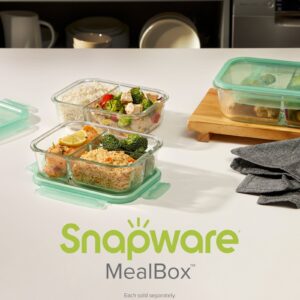 Snapware® MealBox™ 5.8-cup Divided Glass Food Storage Container with Blue Lid - Image 6