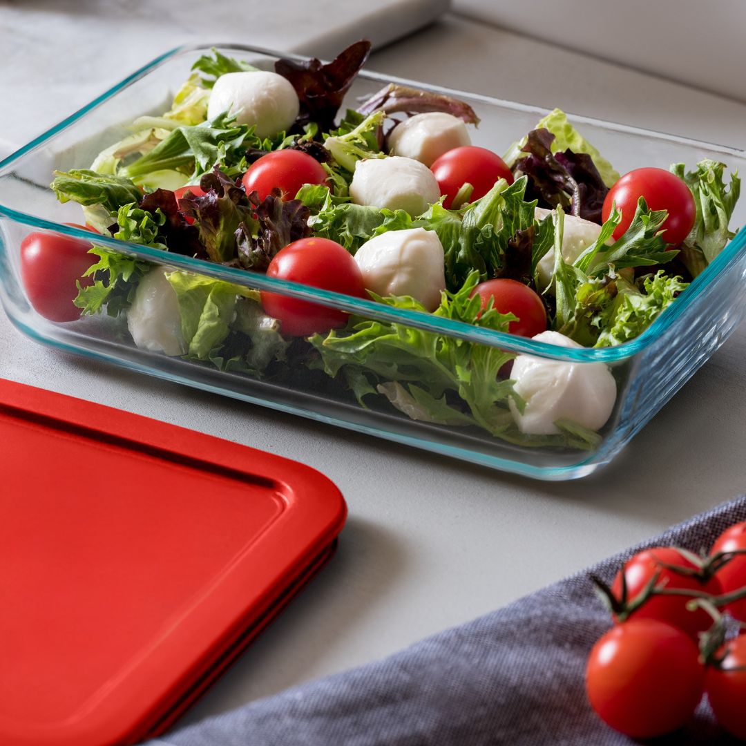 Pyrex® Simply Store® 6-cup Rectangular Glass Food Storage Container with Red Lid - Image 2