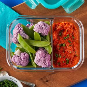 Alternative view of Pyrex® MealBox 4-cup Divided Glass Food Storage Container with Turquoise Lid